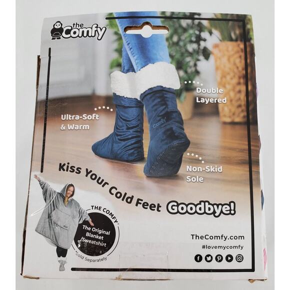 The Comfy Feet Slipper Socks US(W) 8-10 M/L Navy As Seen On Shark Tank Sherpa - Picture 2 of 6